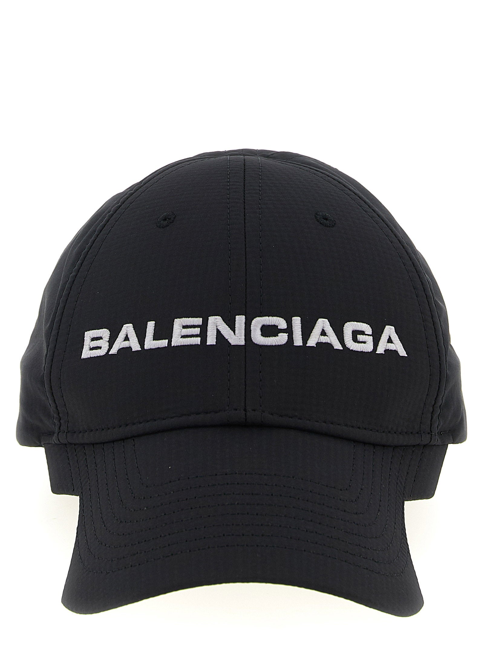 Balenciaga Logo-Embroidered Baseball Cap — Black