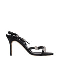 Women's Rhinestone-Embellished Satin Heel Black