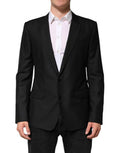 Men's Black Wool Single Breasted Jacket Blazer Virgin Silk Clothing