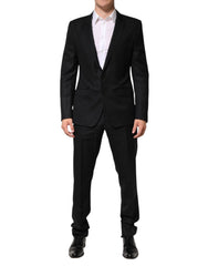 Men's Black Jacquard Single Breasted 2 Piece Suit Virgin Wool Silk Cashmere