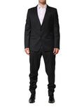 Men's Dark Gray Wool Single Breasted 2 Piece Suit Black Virgin