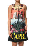 Women's Multicolor Crystal Embellished A-Line Mini Dress Silk