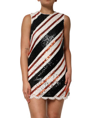 Women's Multicolor Sequin Embellished Shift Dress Nylon