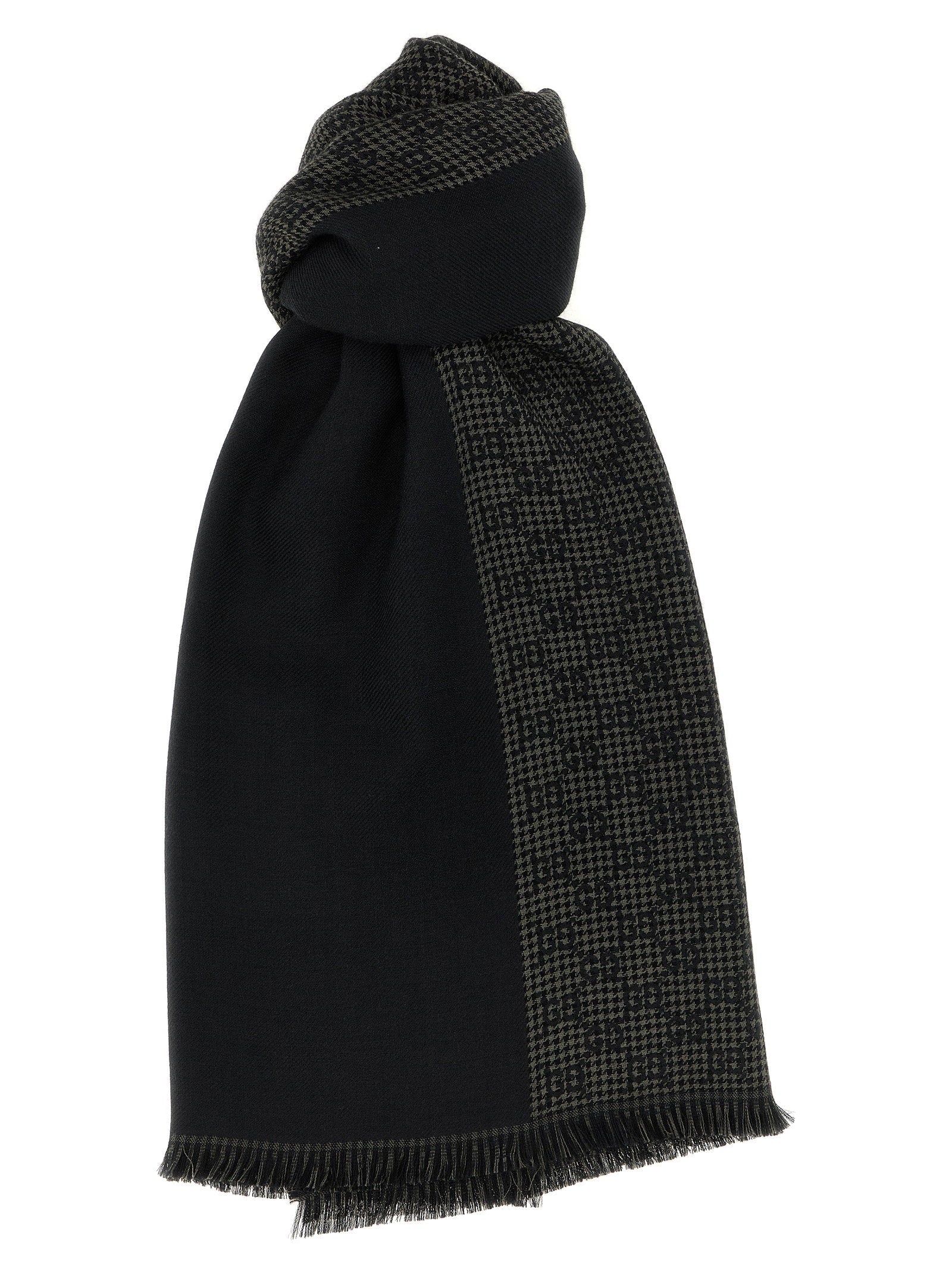 Gucci GG Jacquard Wool-Silk Scarf — Black