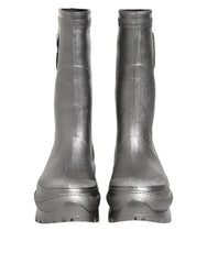 Men's Metallic Silver Pull On Rain Boots Shoes Rubber