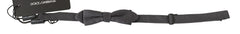 Men's Gray Patterned Silk Adjustable Neck Bow Tie Papillon