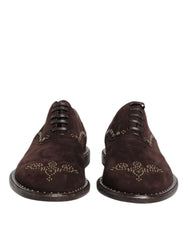 Men's Studded Suede Oxford Brown Goatskin