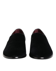Black Velvet Loafers Formal Men Dress Shoes Cotton
