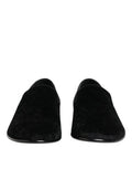 Black Jacquard Loafers Formal Men Dress Shoes Velvet