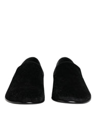 Black Jacquard Loafers Formal Men Dress Shoes Velvet
