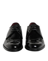 Black Leather Lace Up Men Derby Formal Shoes Calfskin