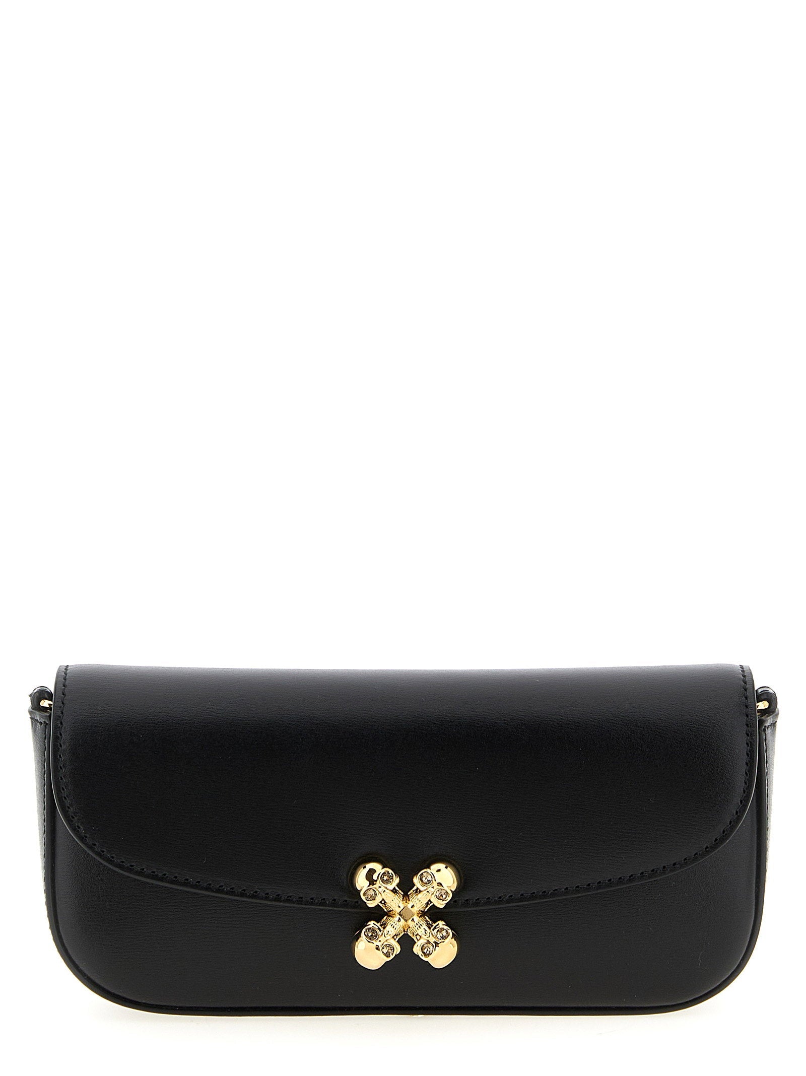 Alexander McQueen Skull Flower Crossbody Bag — black