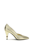 Versace Metallic Leather Pumps — Gold