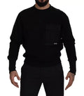 Men's Black Cotton Crewneck Sweatshirt Sweater Polyester Clothing
