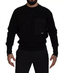 Men's Black Cotton Crewneck Sweatshirt Sweater Polyester Clothing