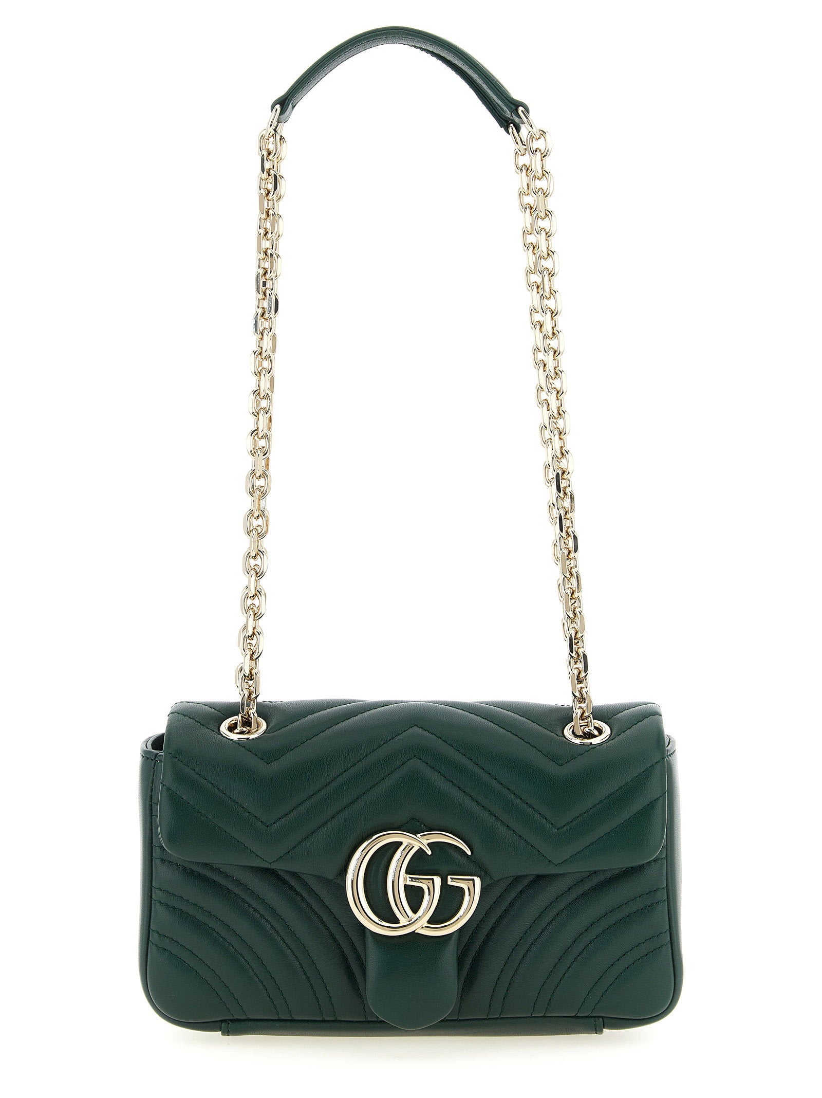 Gucci Chevron Matelassé Lambskin Shoulder Bag — Green