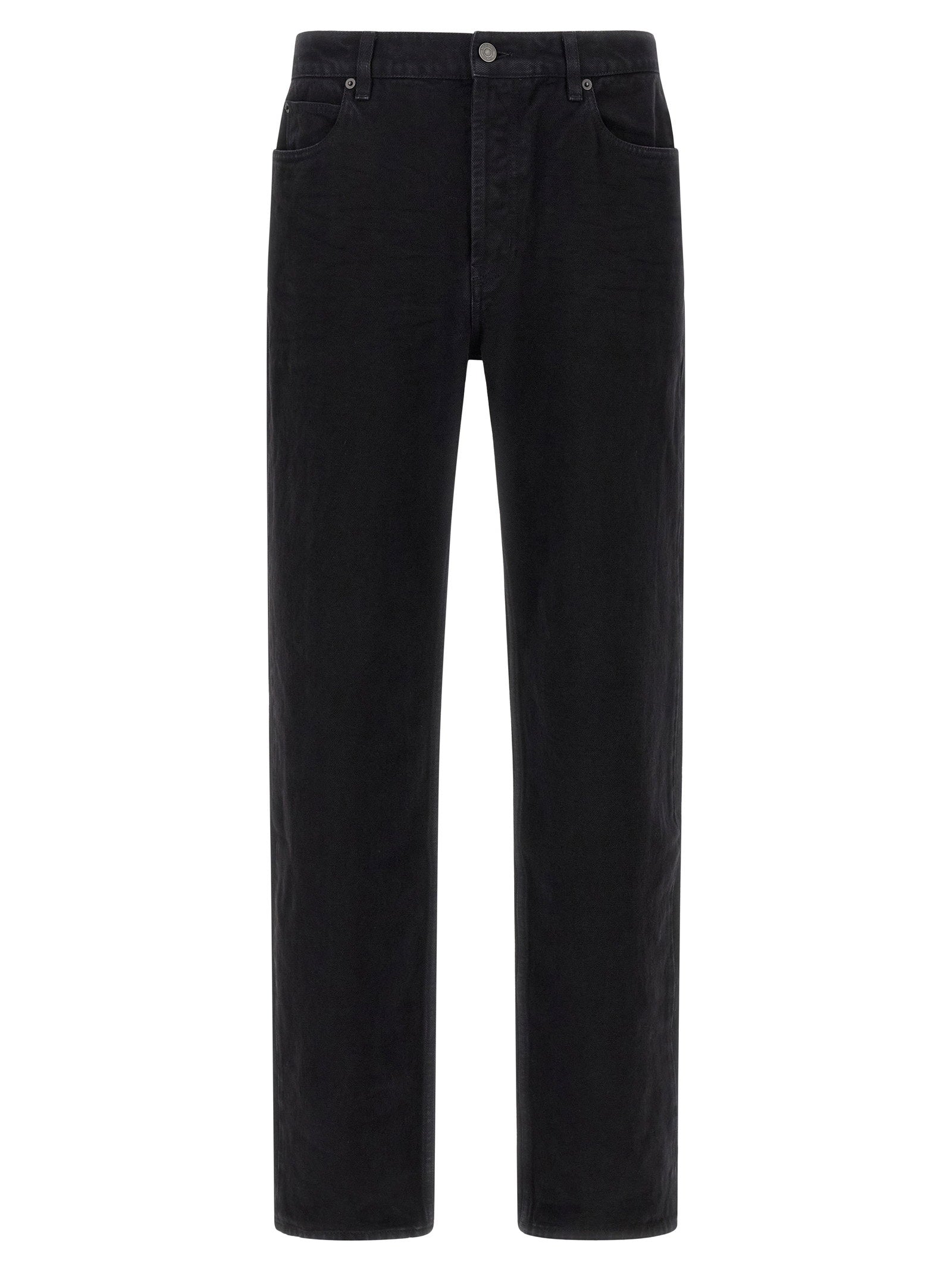 Saint Laurent Garment-Dyed Straight-Leg Jeans — Black