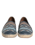 Men's Blue Gray Woven Leather Buffalo Espadrille Shoes