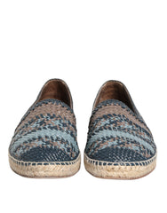 Men's Blue Gray Woven Leather Buffalo Espadrille Shoes