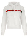 Gucci Web-Striped Logo-Embroidered Hoodie — White