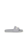 Burberry Logo-Embossed Rubber Slides — Gray