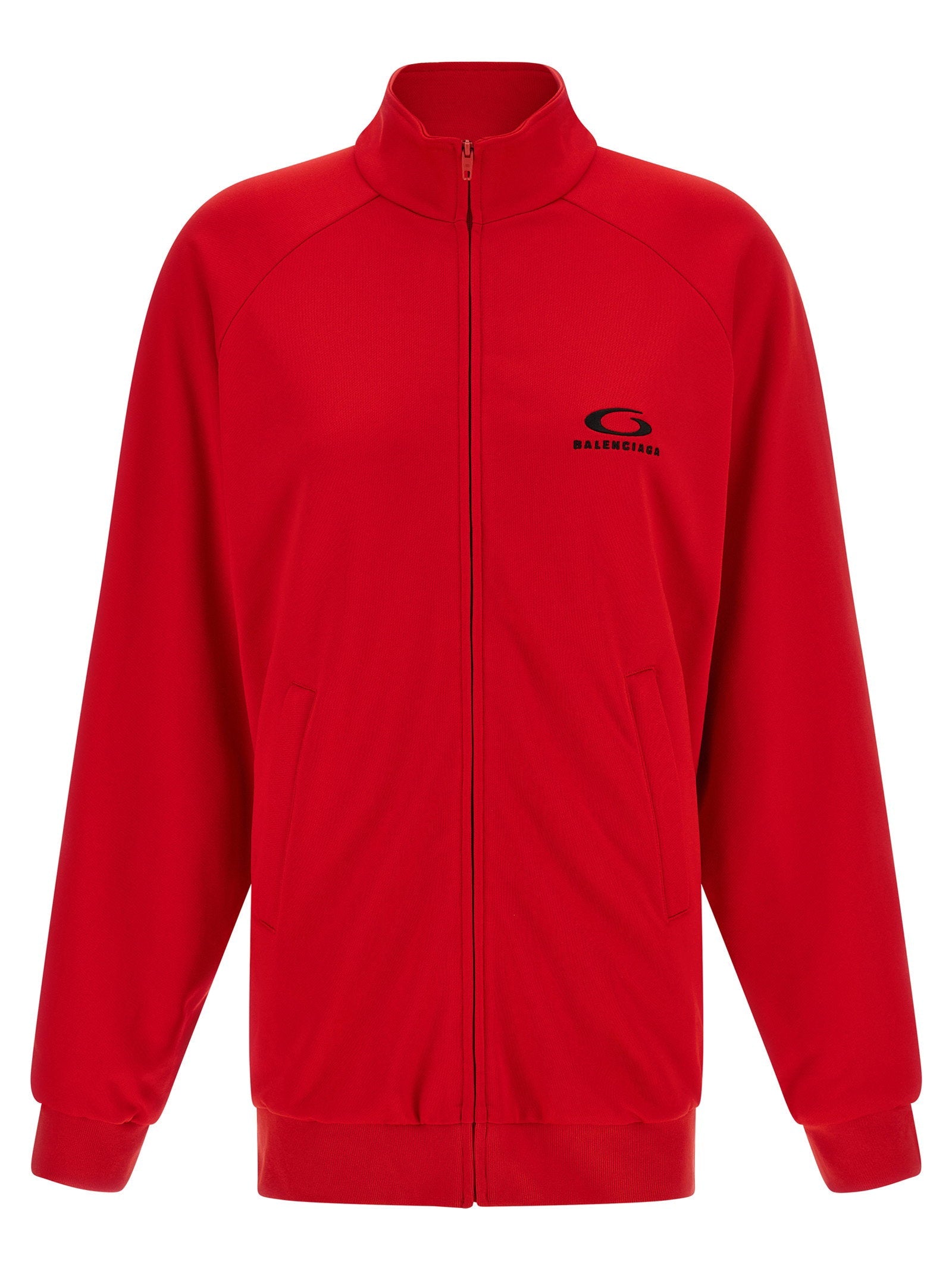 Balenciaga Logo-Embroidered Fleece Dress — Red