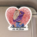 Clip de Madera para Visera de Coche con Huella Dactilar Roja Personalizada con Nombre y Fecha Regalo de Aniversario de San Valentín para Pareja