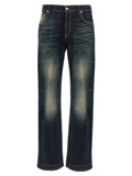 Alexander McQueen Stonewashed Wide-Leg Jeans — Blue