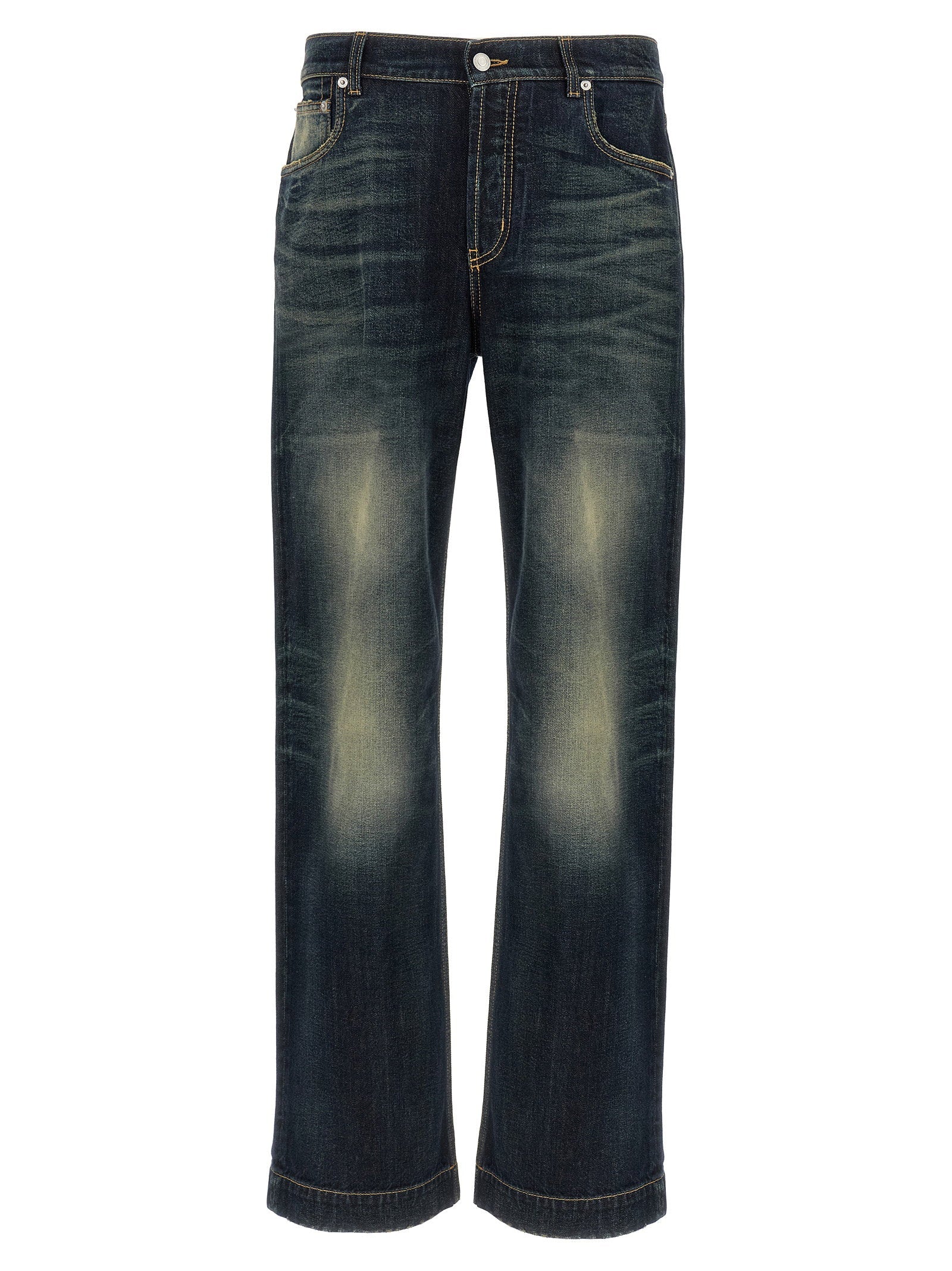 Alexander McQueen Stonewashed Wide-Leg Jeans — Blue