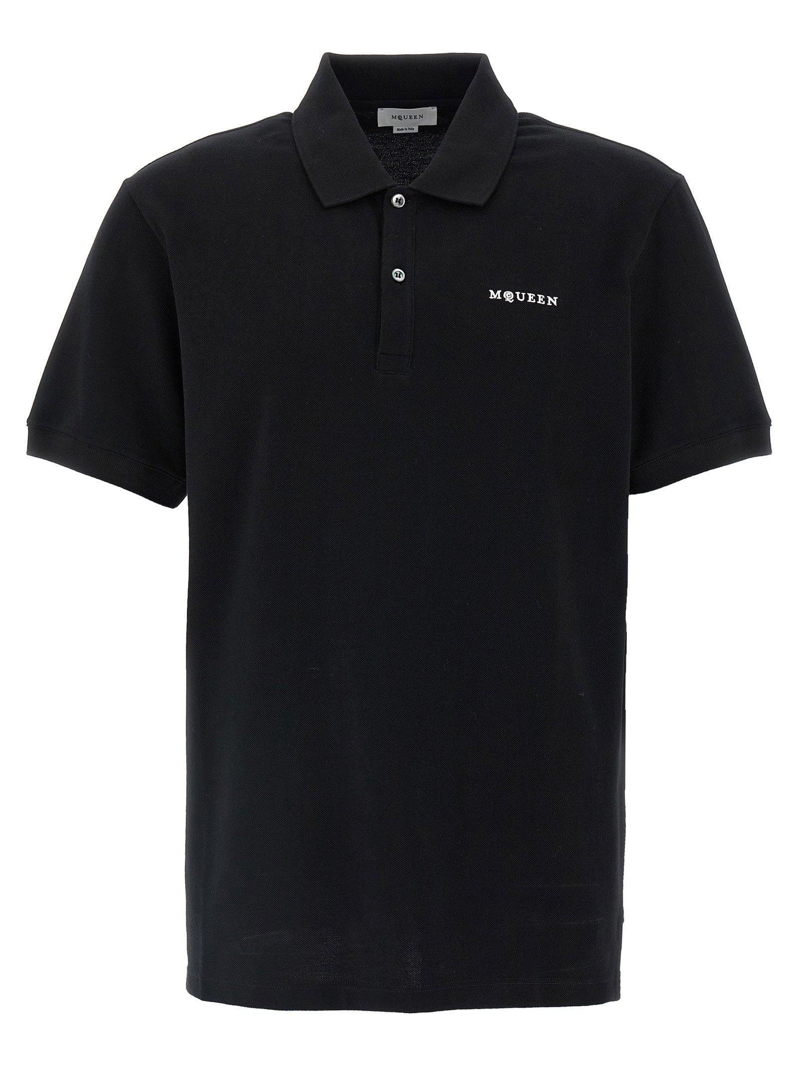 Alexander McQueen Logo-Embroidered Piqué Cotton Polo Shirt — Black