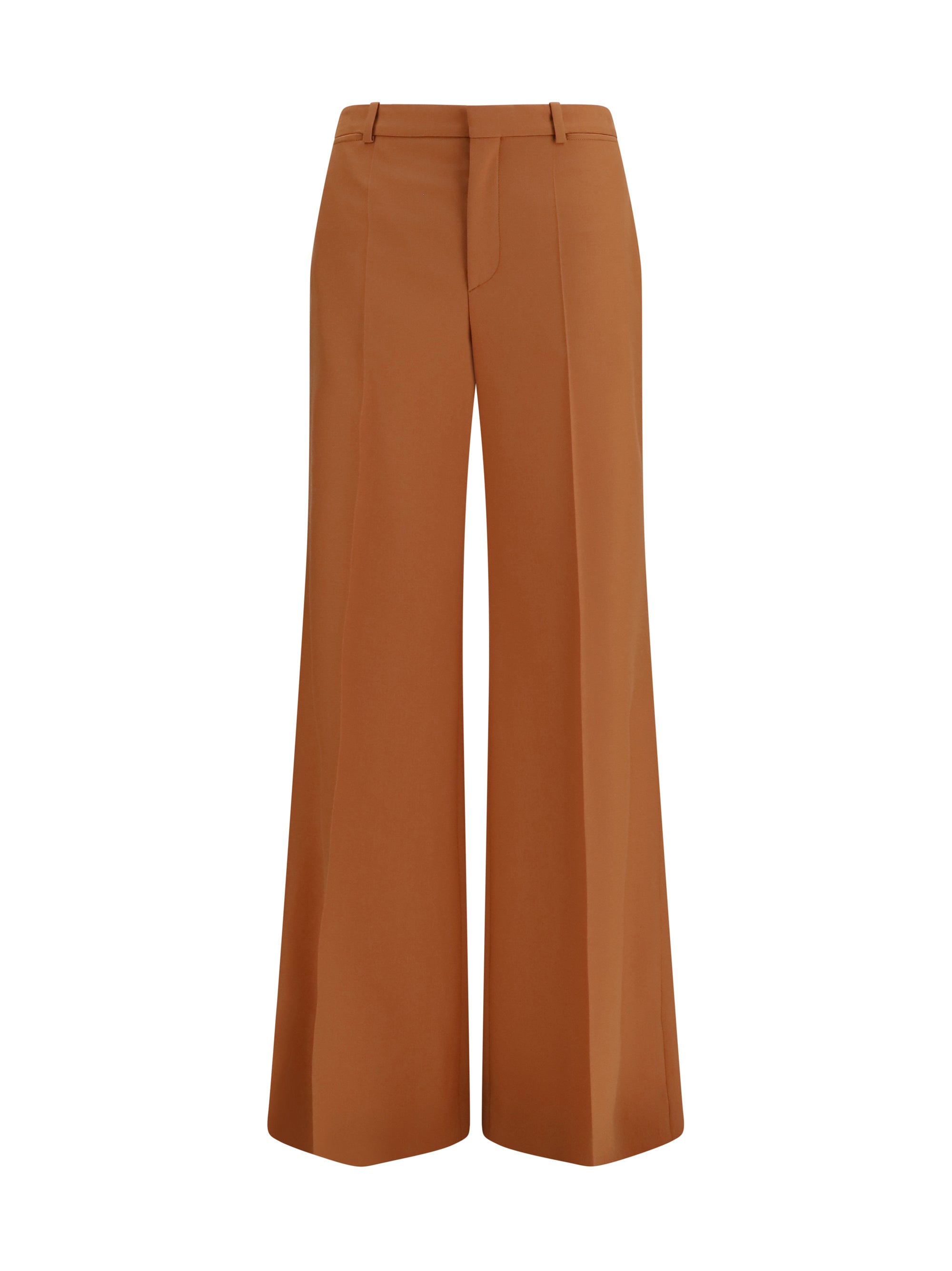 Chloé High-Waisted Flared Cotton Trousers — Brown