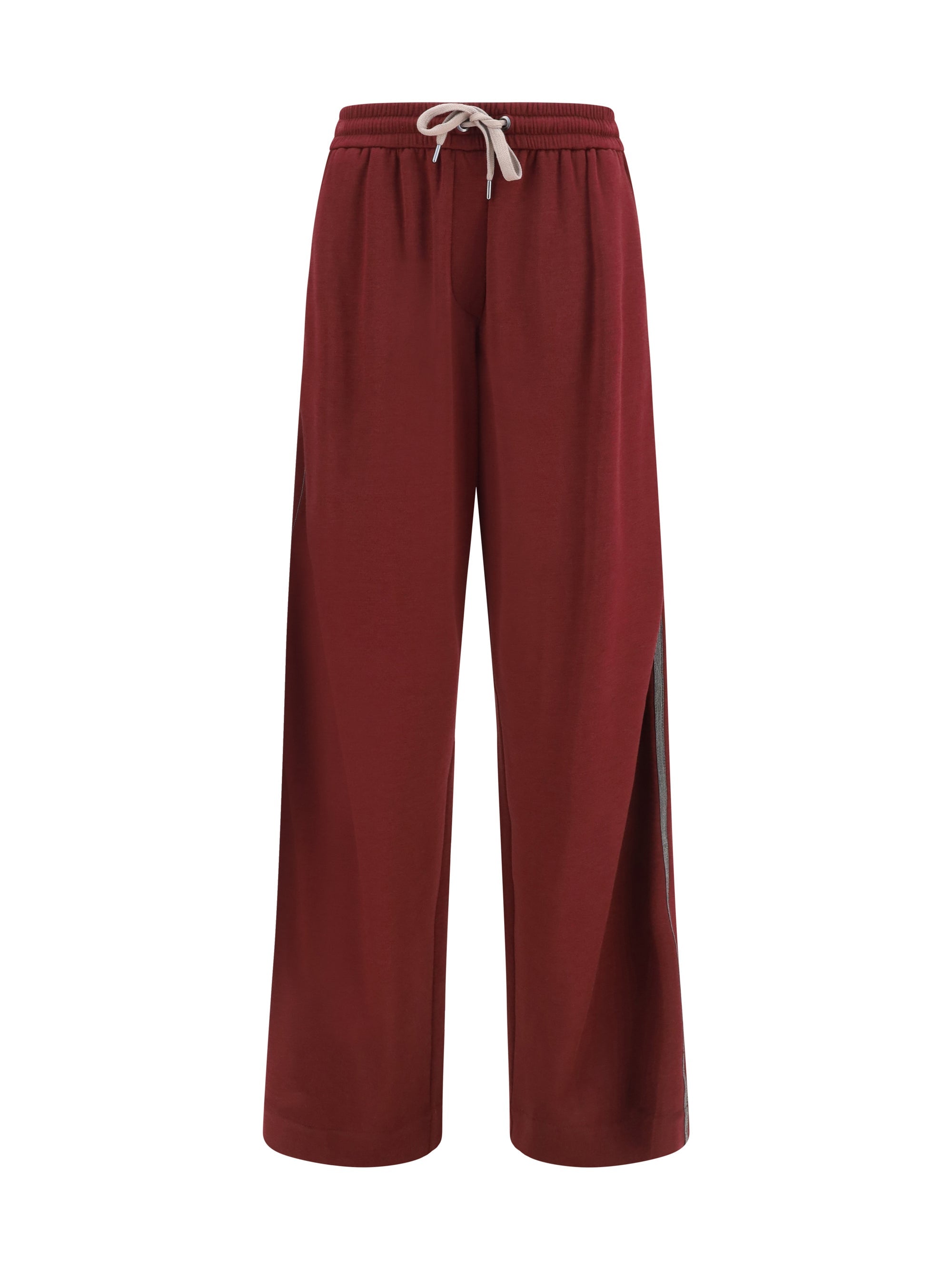 Brunello Cucinelli Cotton and Silk Joggers — Red