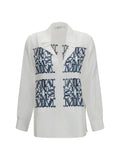 Max Mara Printed Silk Twill Shirt — White