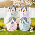 Personalizada de ganchillo de imitación de la pata del conejo de Pascua Orejas del huevo de Pascua raya Cesta de Pascua con el nombre de Pascua Favor Fiesta de los Huevos de Caza de regalo para los ni