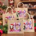 Personaje de dibujos animados de Papá Noel personalizado Bolsa de yute grande reutilizable con nombre e inicial Regalo de cumpleaños de Navidad para la familia Amigos Niños