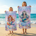 Toalla de playa personalizada con el nombre de la princesa sirena de verano Fiesta en la playa Regalo de cumpleaños para niñas Amigos Familia