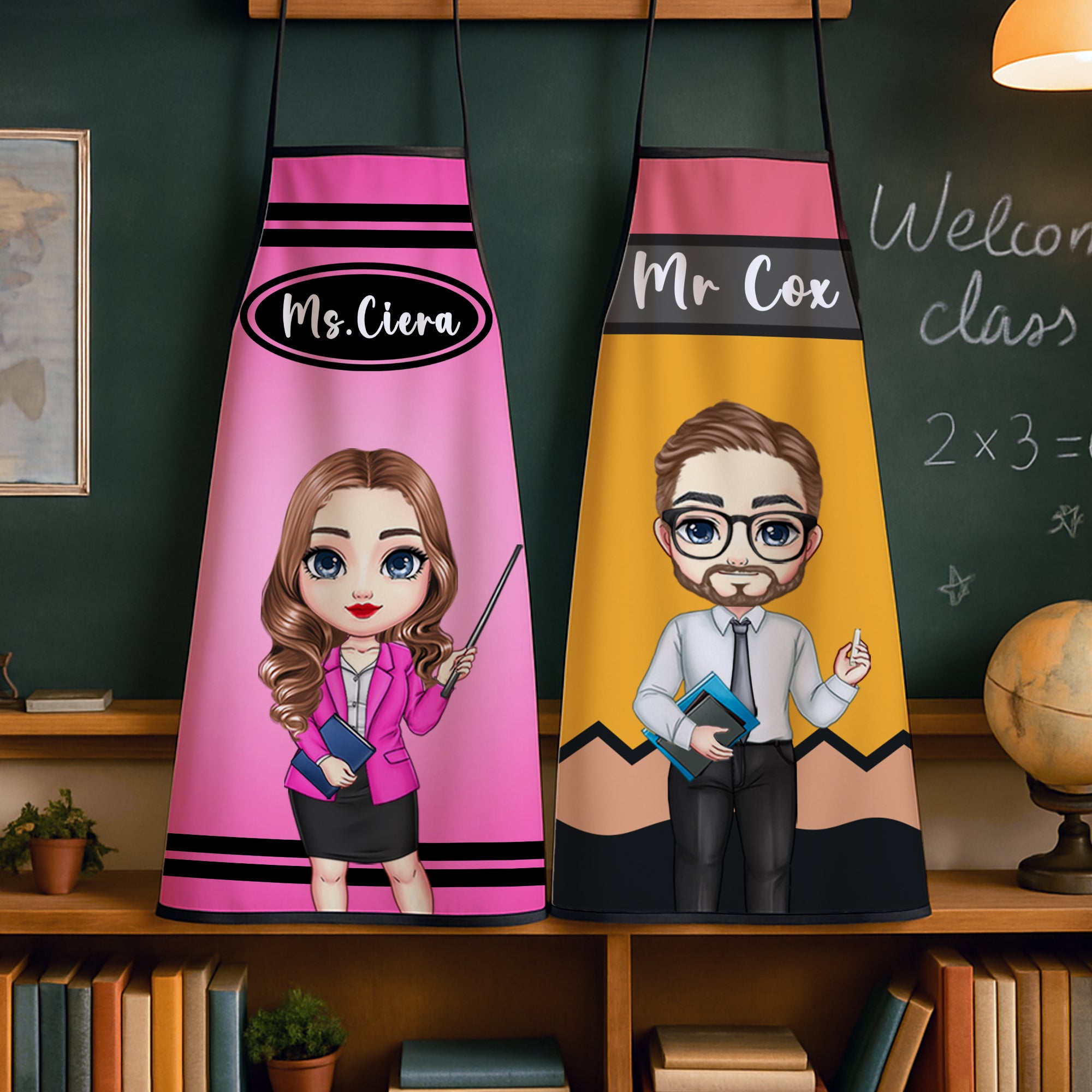 Delantal personalizado con texto Día del Profesor Regalo de agradecimiento por la vuelta al cole para un profesor