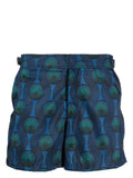 Ozwald Boateng Mosaic-Print Swim Shorts — Blue
