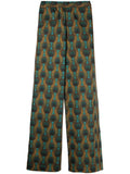 Ozwald Boateng Geometric-Print Cotton Trousers — Olive Green
