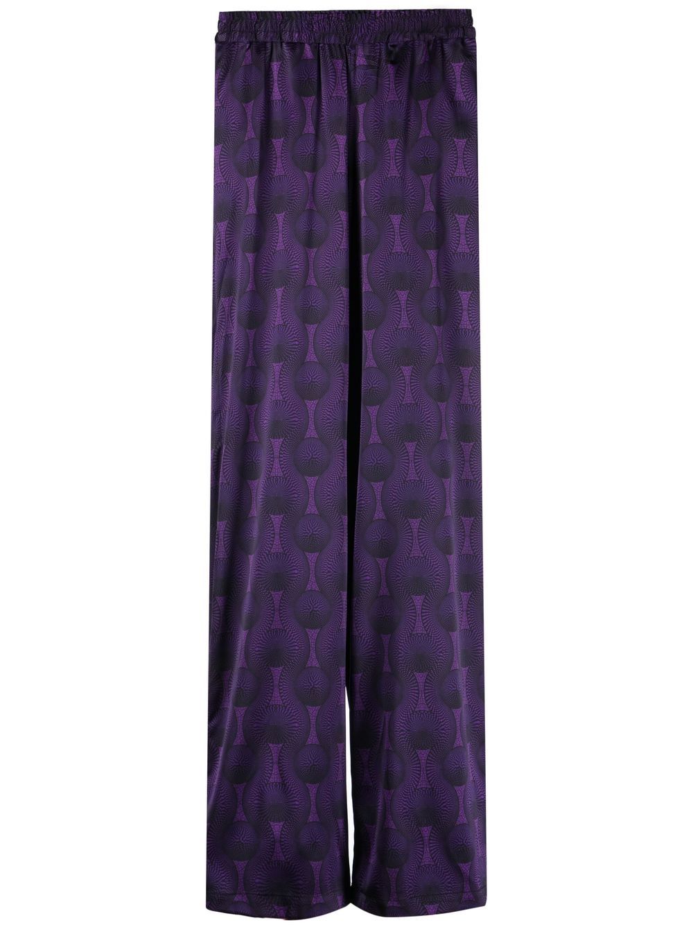 Ozwald Boateng Geometric-Print Silk Trousers — Purple
