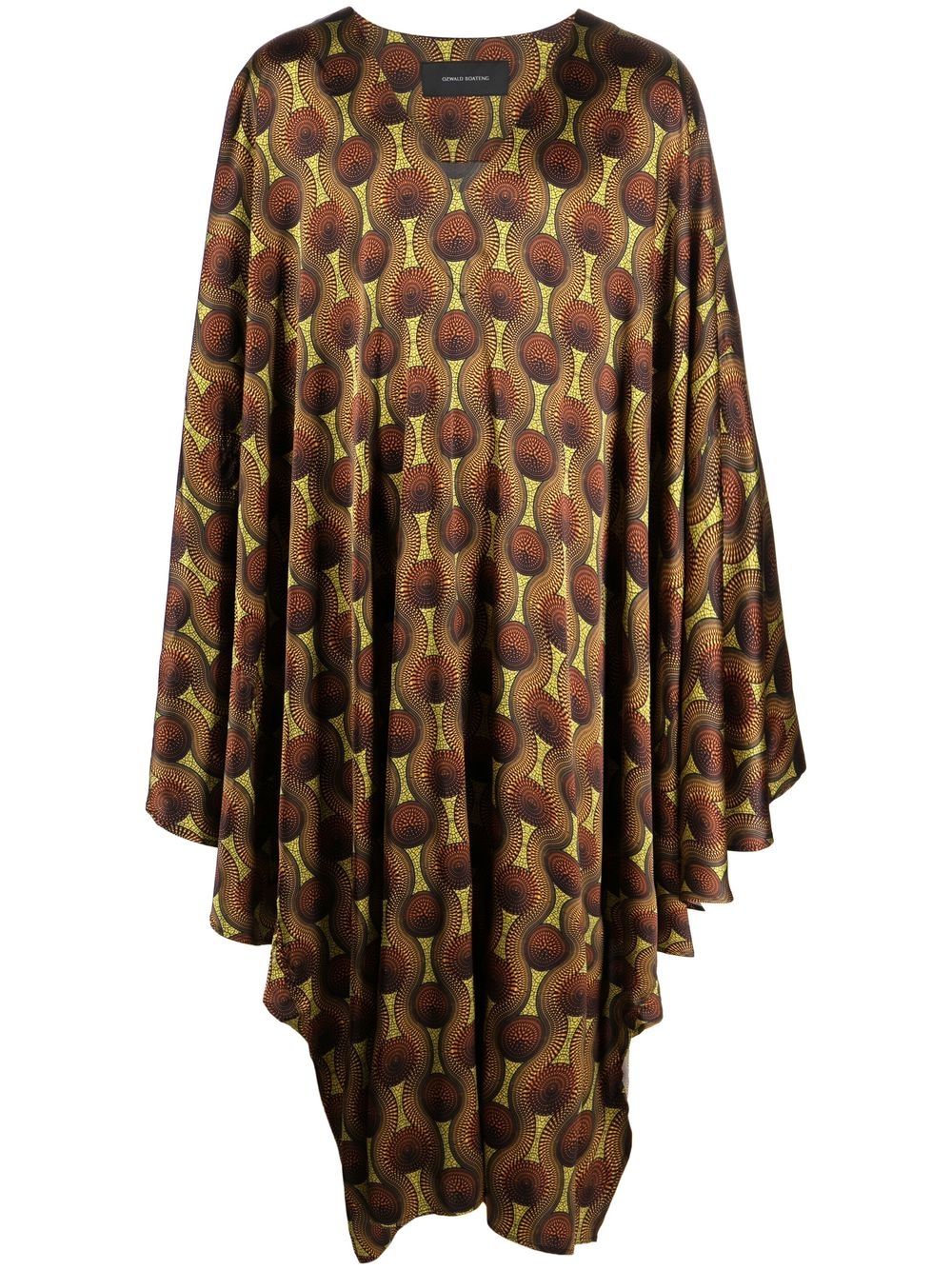 Ozwald Boateng Geometric-Print Silk Tunic — Yellow