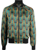 Ozwald Boateng Geometric-Print Silk Jacket — teal