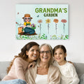 Póster personalizado de un personaje de dibujos animados de un jardín de flores de nacimiento Pintura sin marco con 1-12 nombres Decoración del hogar Regalo del Día de la Madre para mamá Abuela