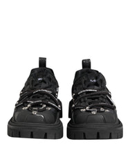 Men's Black Low Top Lace Up Trekking Sneakers Shoes
