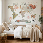 Vinilo Decorativo Infantil Mapa Mundi XL GLOBOS 220x180cm