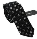 Men's Black Silk Floral Print Classic Tie