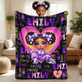 Manta suave personalizada con forma de corazón para niña africana con nombre Regalo de cumpleaños de vuelta al cole para niñas