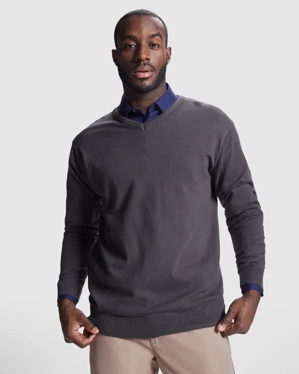 Jersey para hombre con escote de pico en punto fino Vetonek