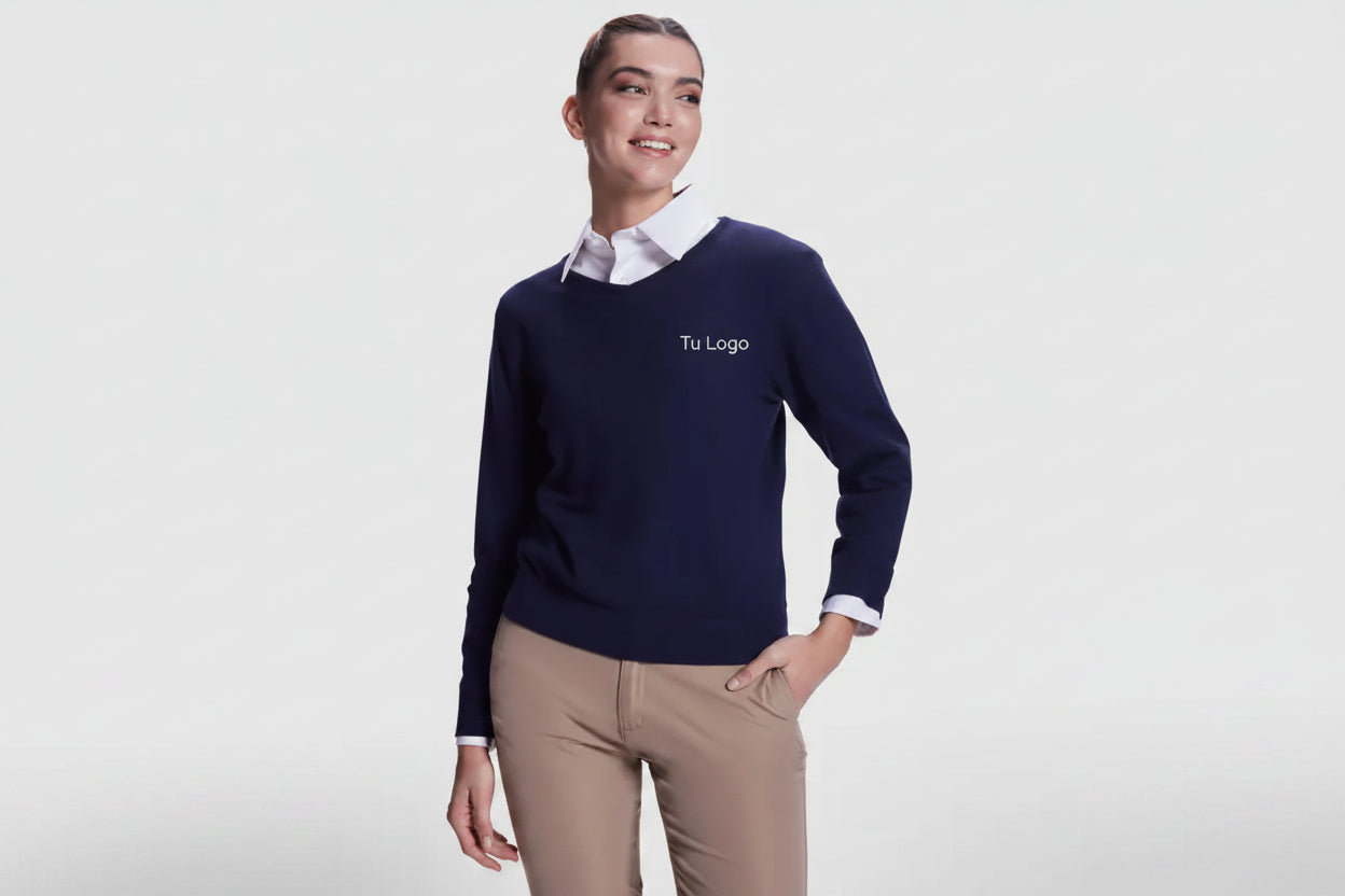 Jersey de mujer con escote de pico en punto fino Vetonek