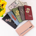 Personalizada Nacimiento Flor PU Cartera de cuero con nombre y RFID de bloqueo titular de la tarjeta de crédito Cumpleaños Día de la Madre de regalo para las mujeres